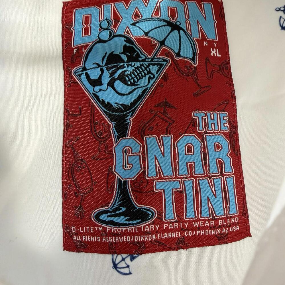 Dixxon Flannel Shirt Mens XL White Martini The Gnar Tini Cocktail Short Sleeve - Picture 4 of 7